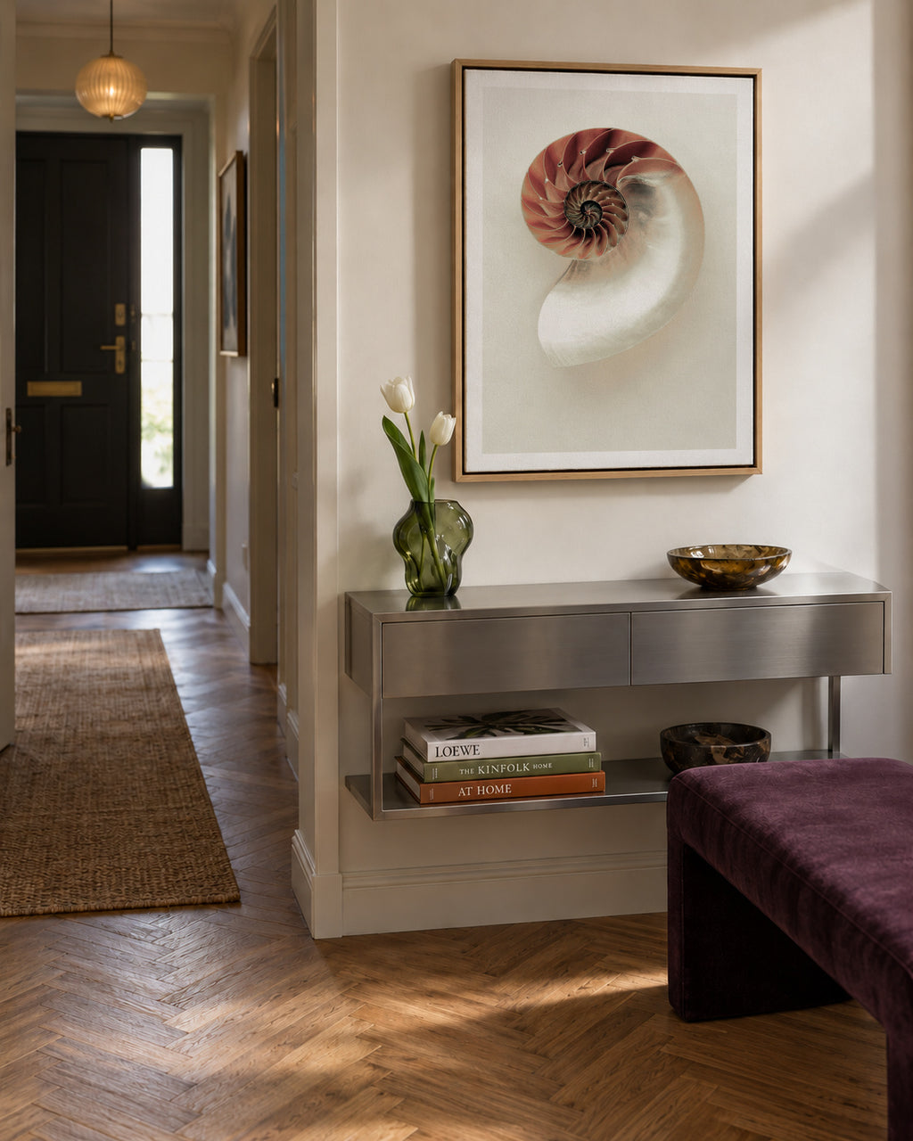Sea opened snail - Framed canvas in an interior