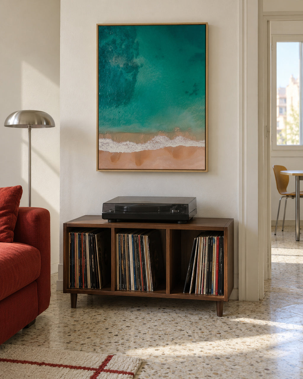 Seaside airview - Framed canvas in an interior