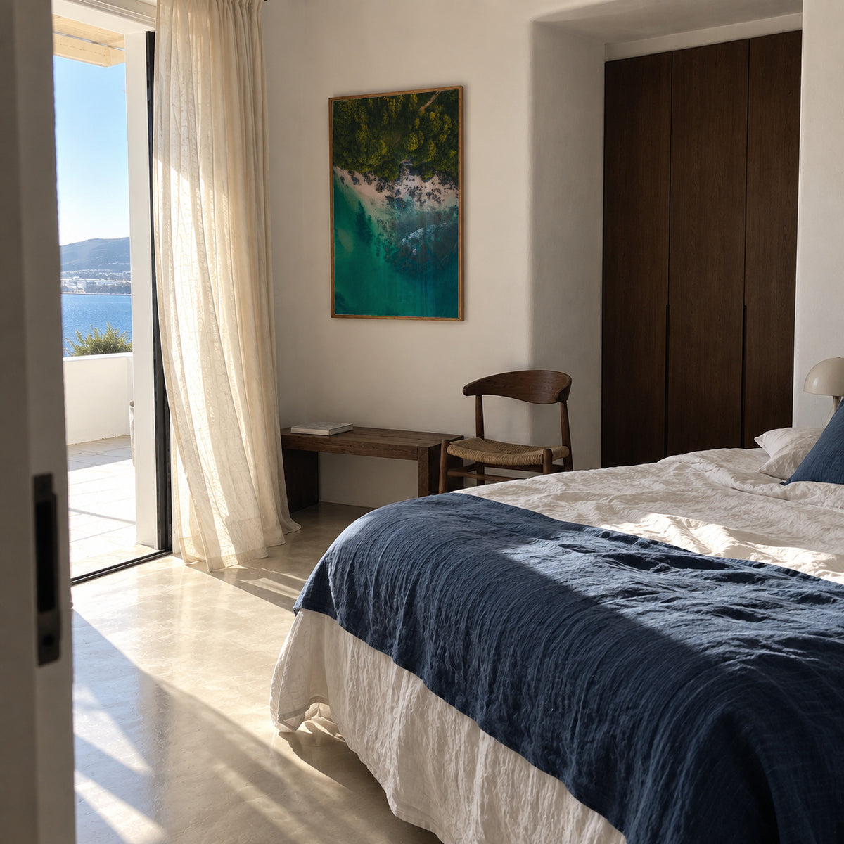 Rocky seaside airview - Framed poster in an interior