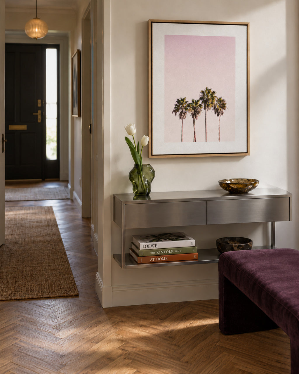Palm trees and sky - Framed canvas in an interior