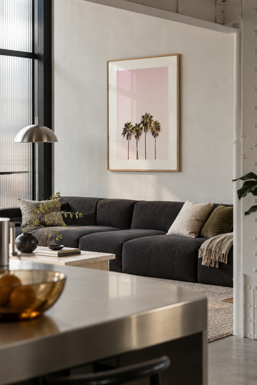 Palm trees and sky - Framed poster in an interior