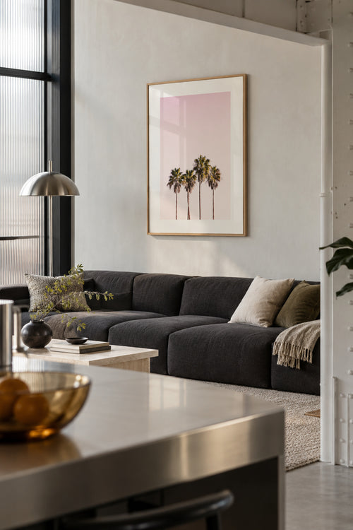 Palm trees and sky - Framed poster in an interior