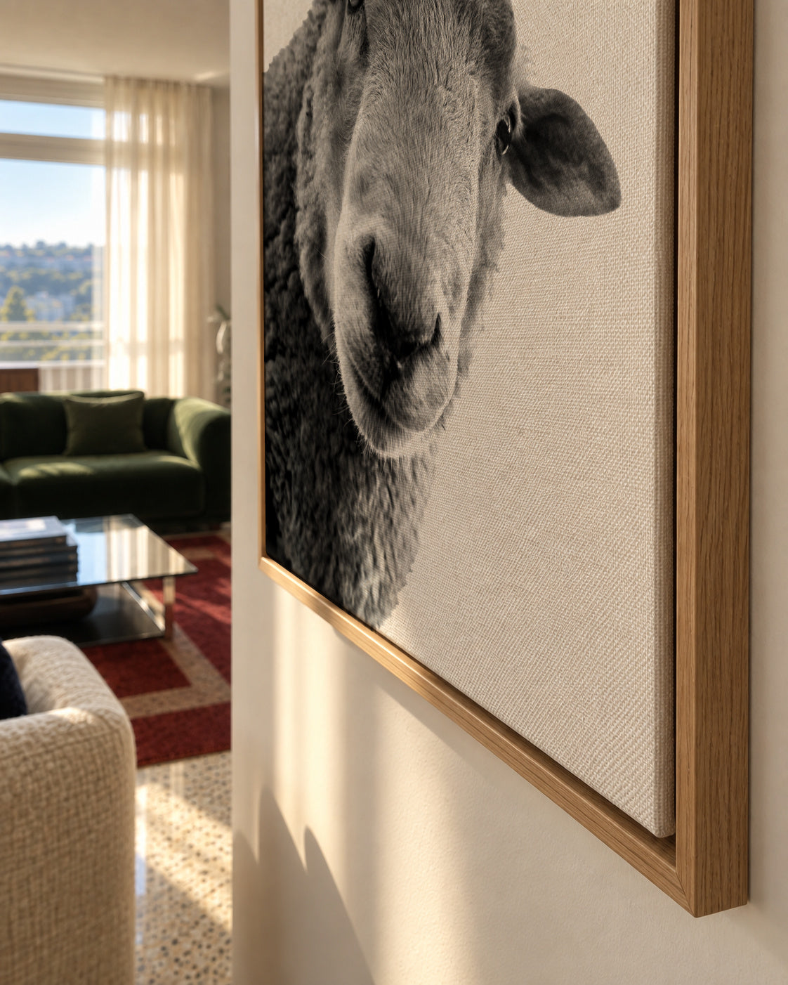 Curious sheep - Detalle del lienzo