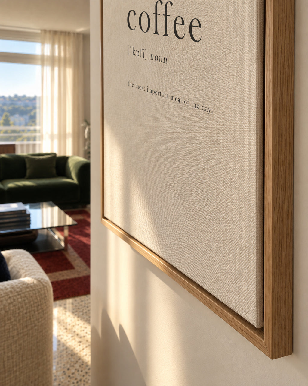 Coffee quote - Framed canvas detail