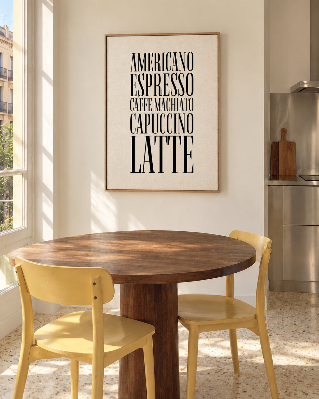 Coffee types - Framed canvas in an interior