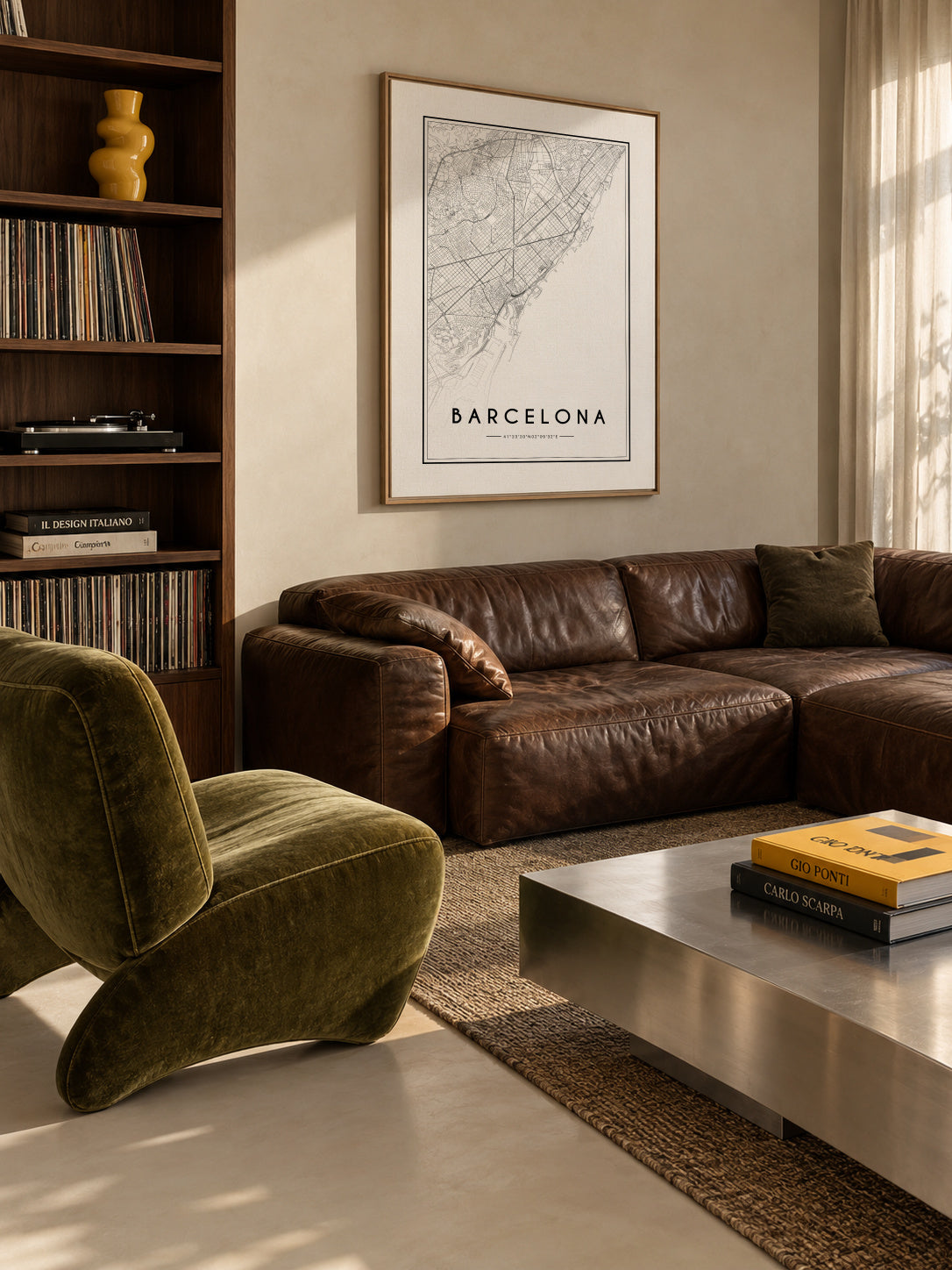 Barcelona map - Framed canvas in an interior
