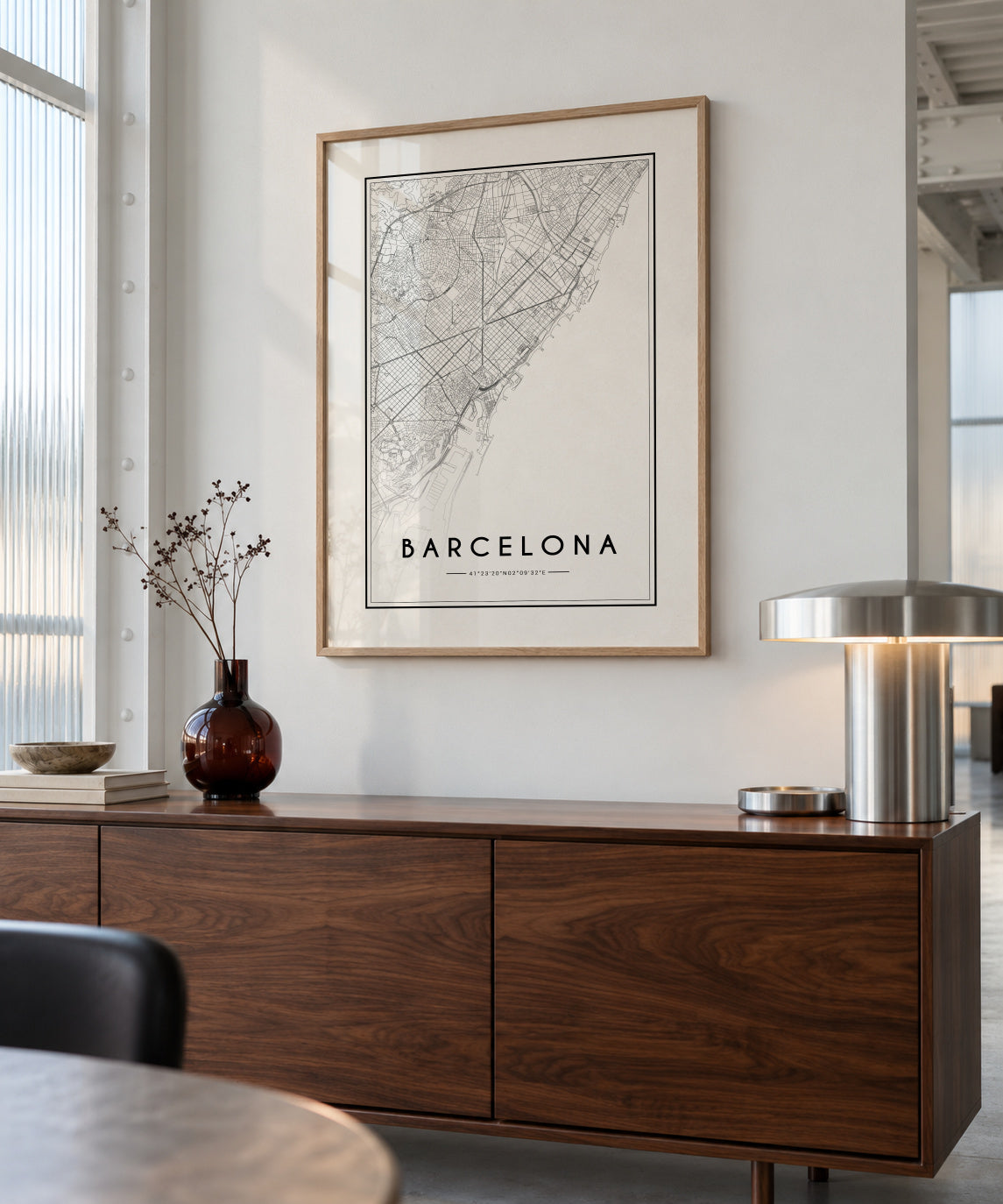 Barcelona map - Framed poster in an interior