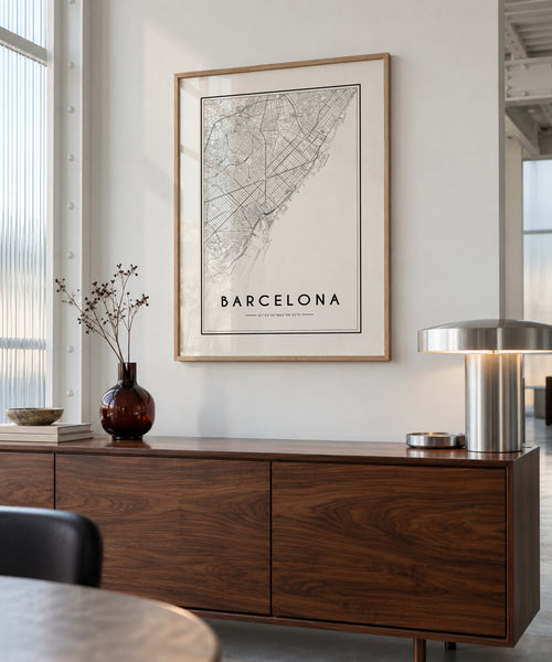Barcelona map - Framed poster in an interior