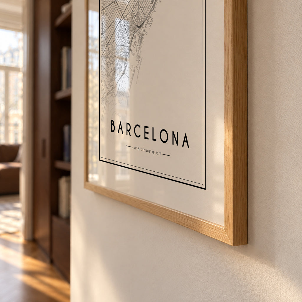 Barcelona map - Framed poster detail