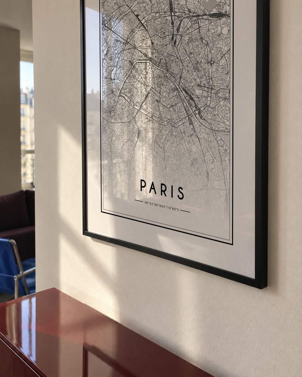 Paris map - Framed poster in an interior