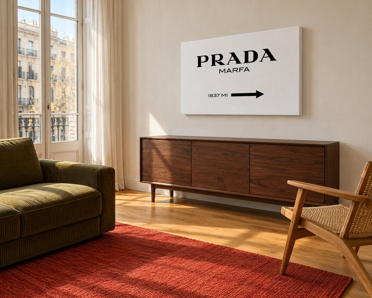 Prada Marfa - Unframed canvas in an interior