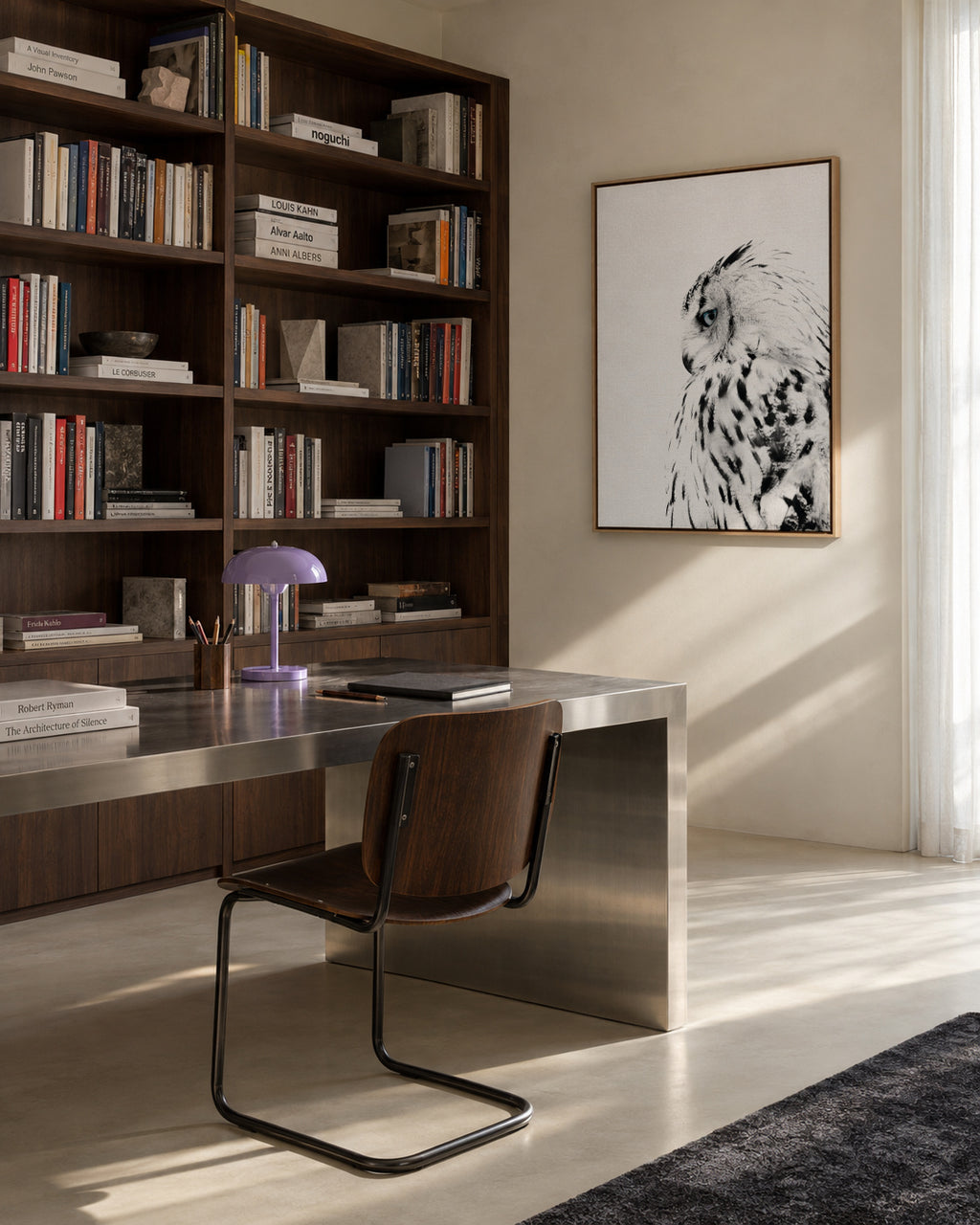 White owl - Framed canvas in an interior