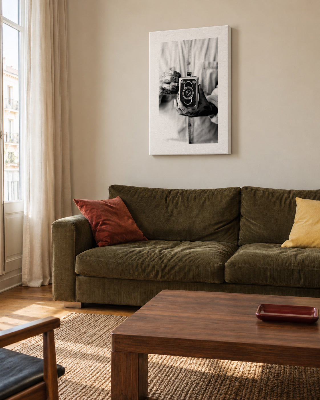 Vintage camera - Unframed canvas in an interior
