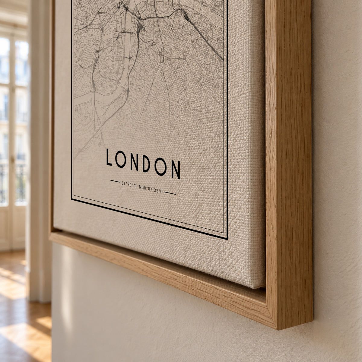 London map - Framed canvas detail