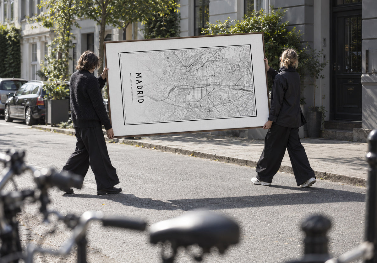 Madrid map - Framed canvas in an interior