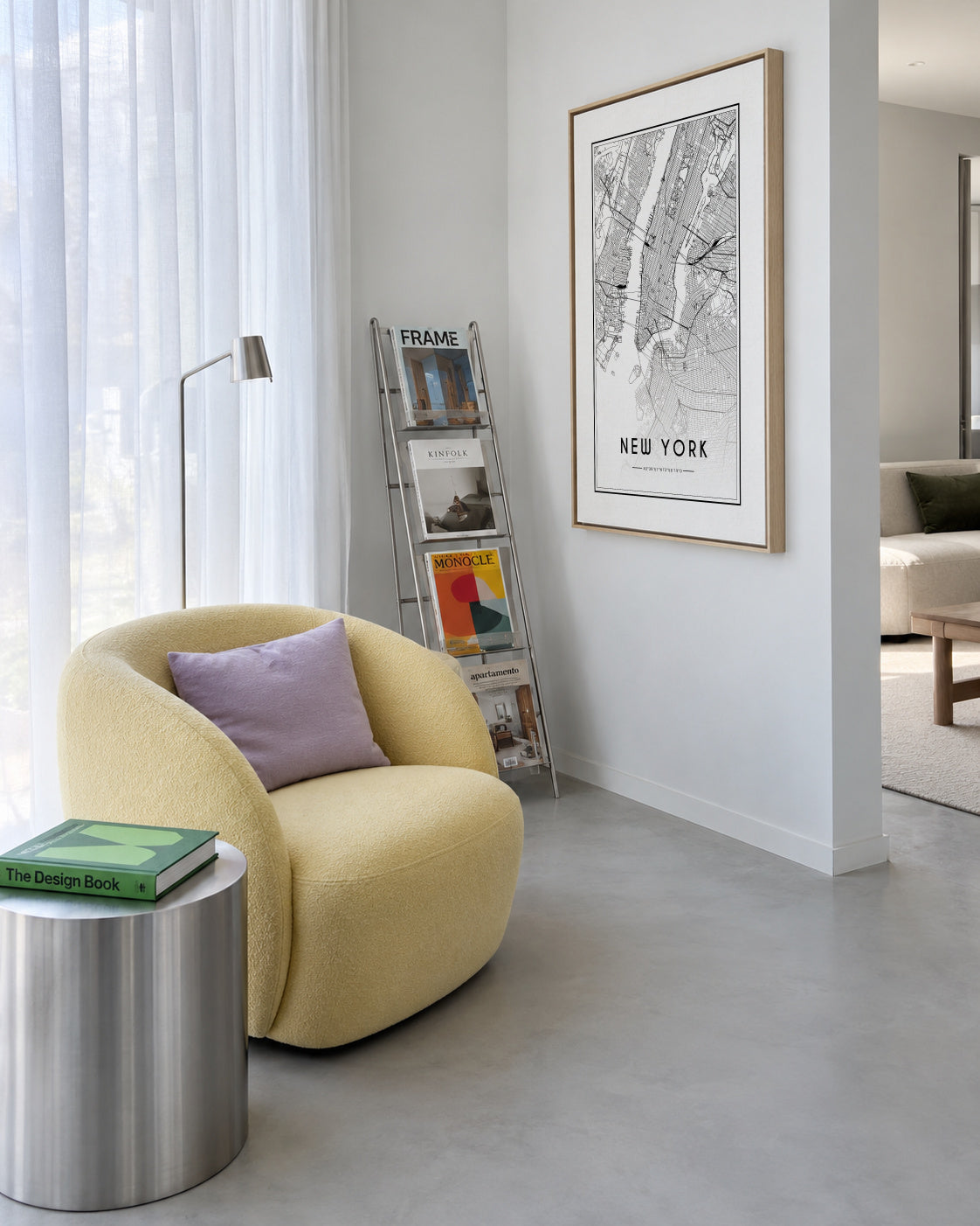 New York map - Framed canvas in an interior