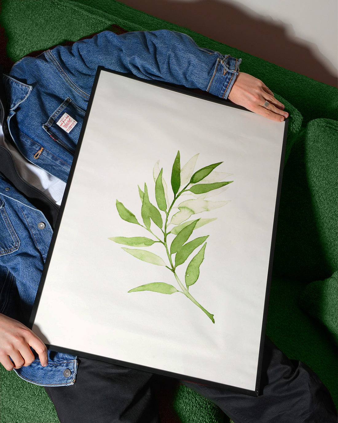 Olive Green Branch - Framed poster detail
