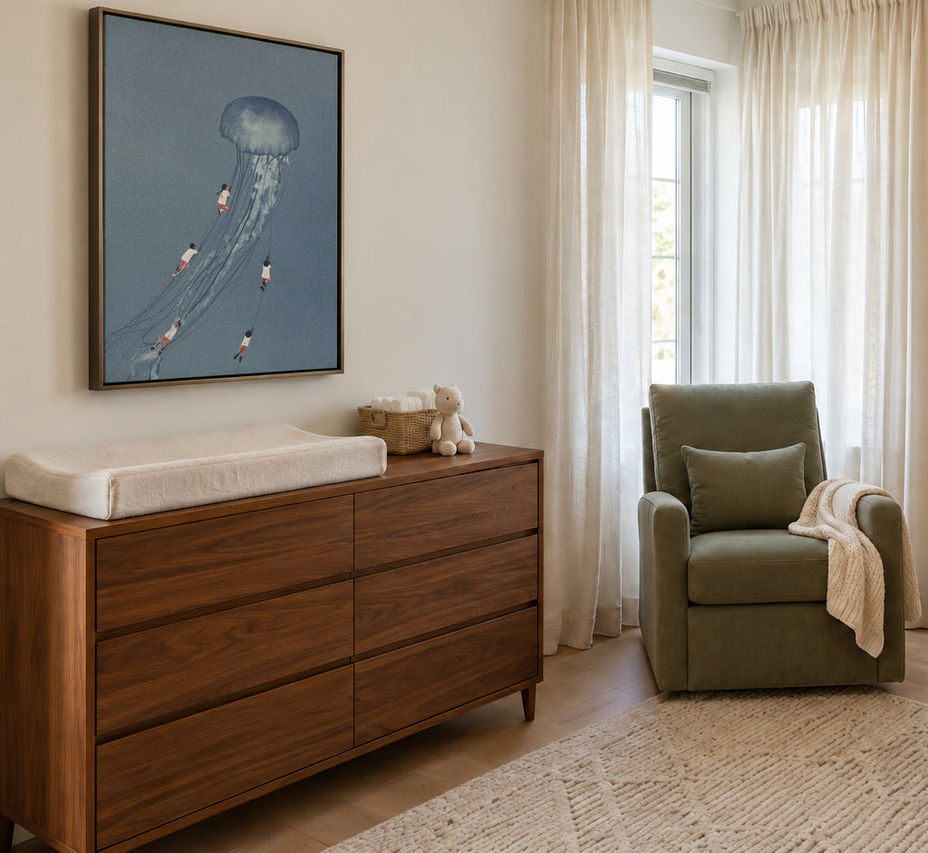We came home smiling - Framed canvas in an interior