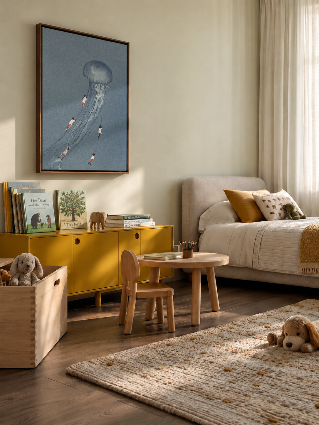 We came home smiling - Framed canvas in an interior