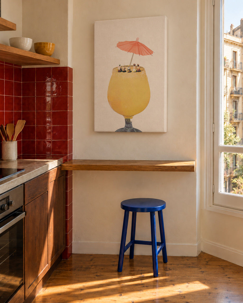 Holiday in a glass 2 - Unframed canvas in an interior