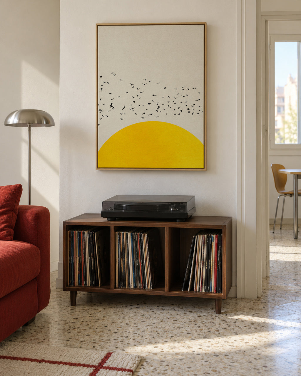 A thousand birds - Framed canvas in an interior