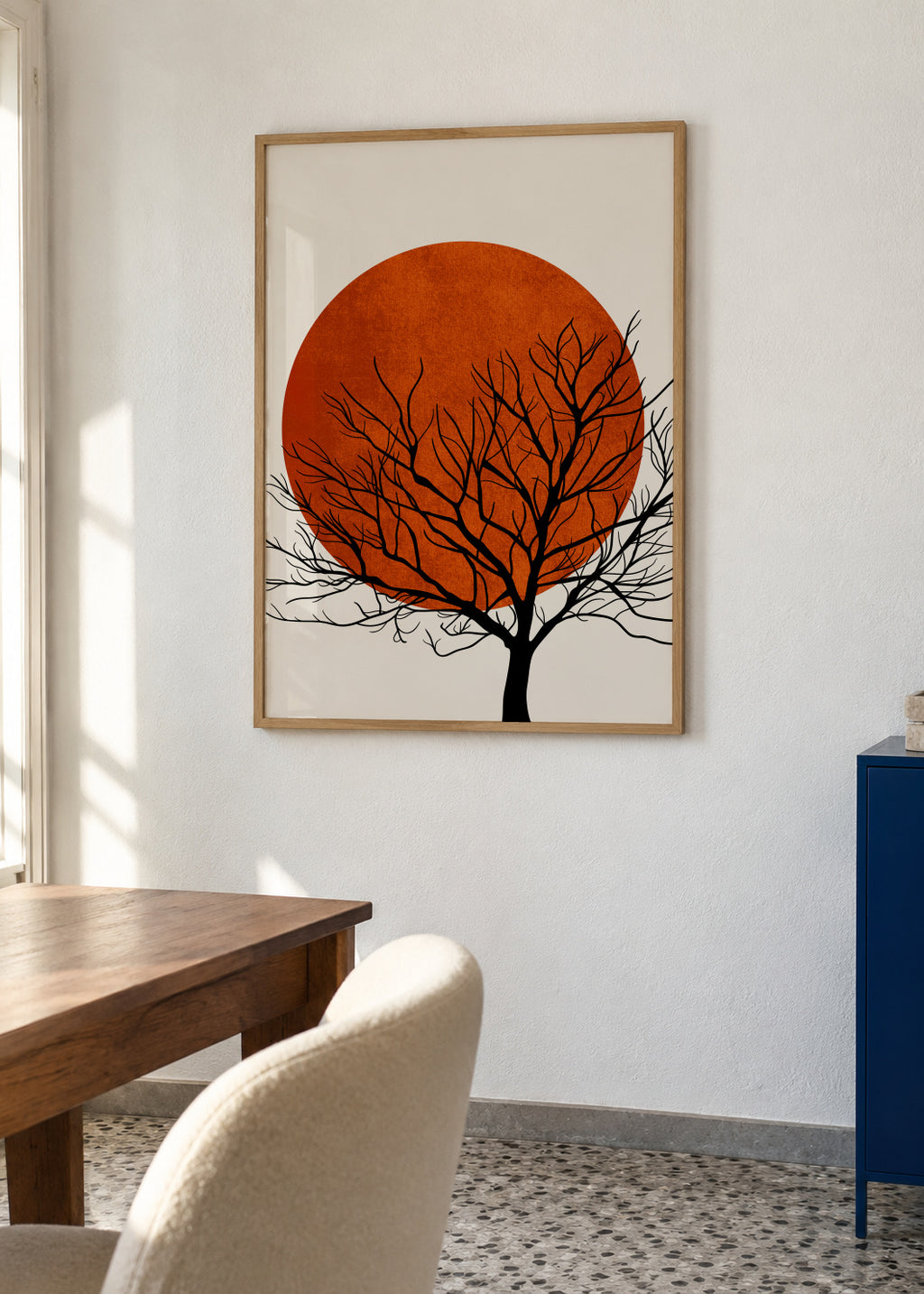 Warm sunset - Framed poster in an interior