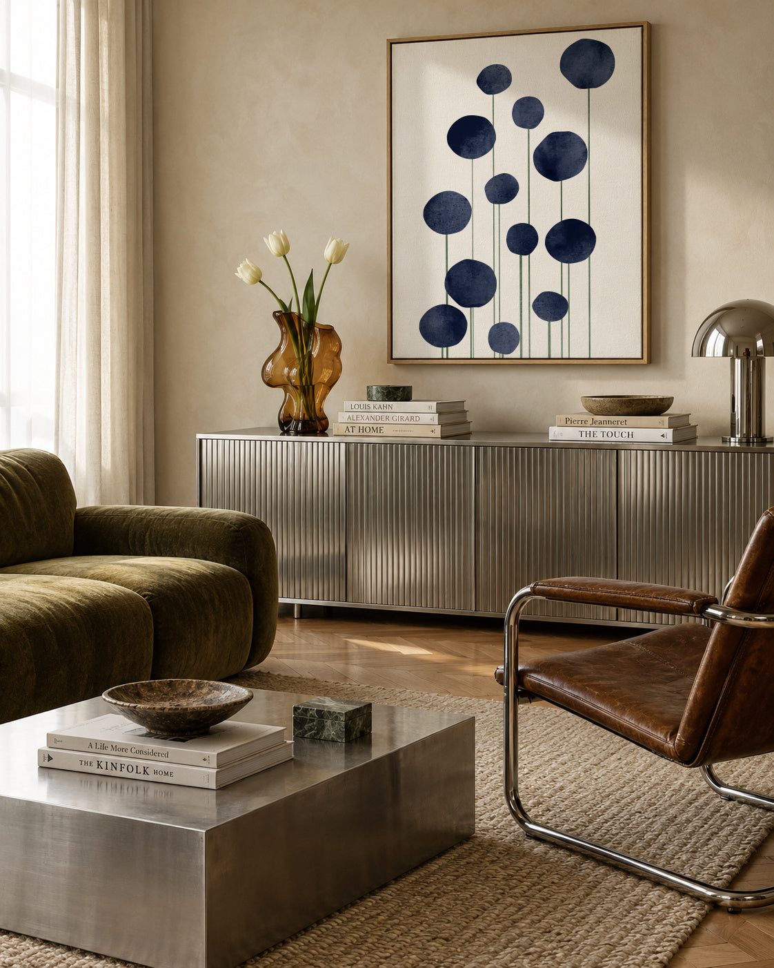 Waterflowers - Framed canvas in an interior