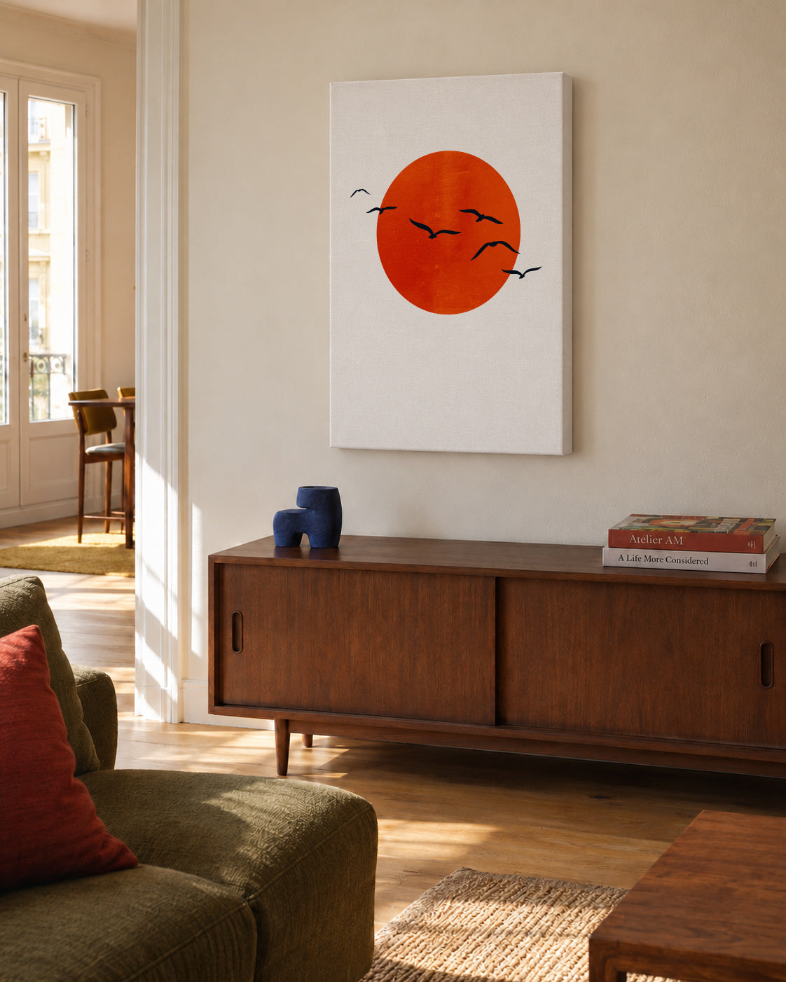 A sunny day - Unframed canvas in an interior