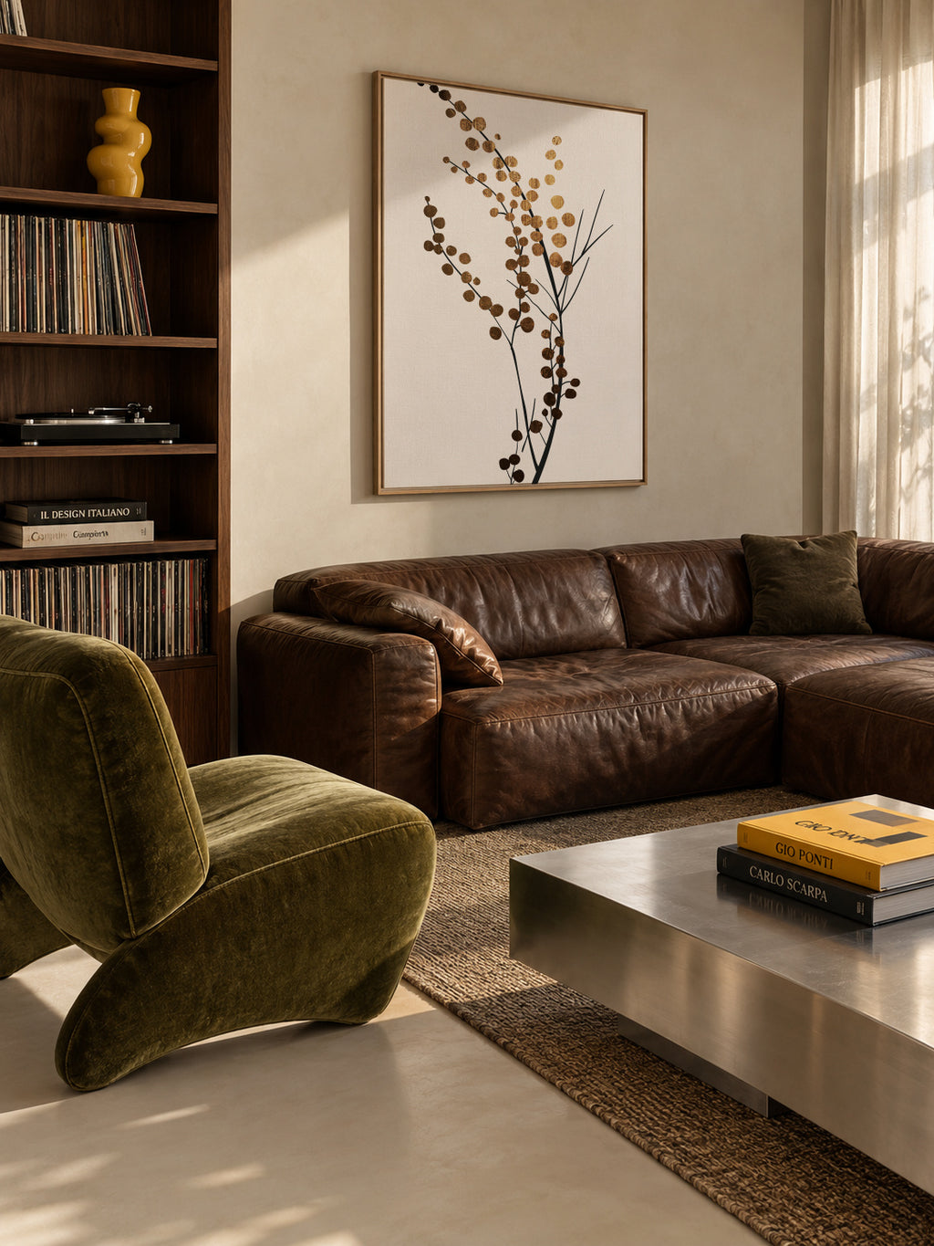 Golden brench 2 - Framed canvas in an interior