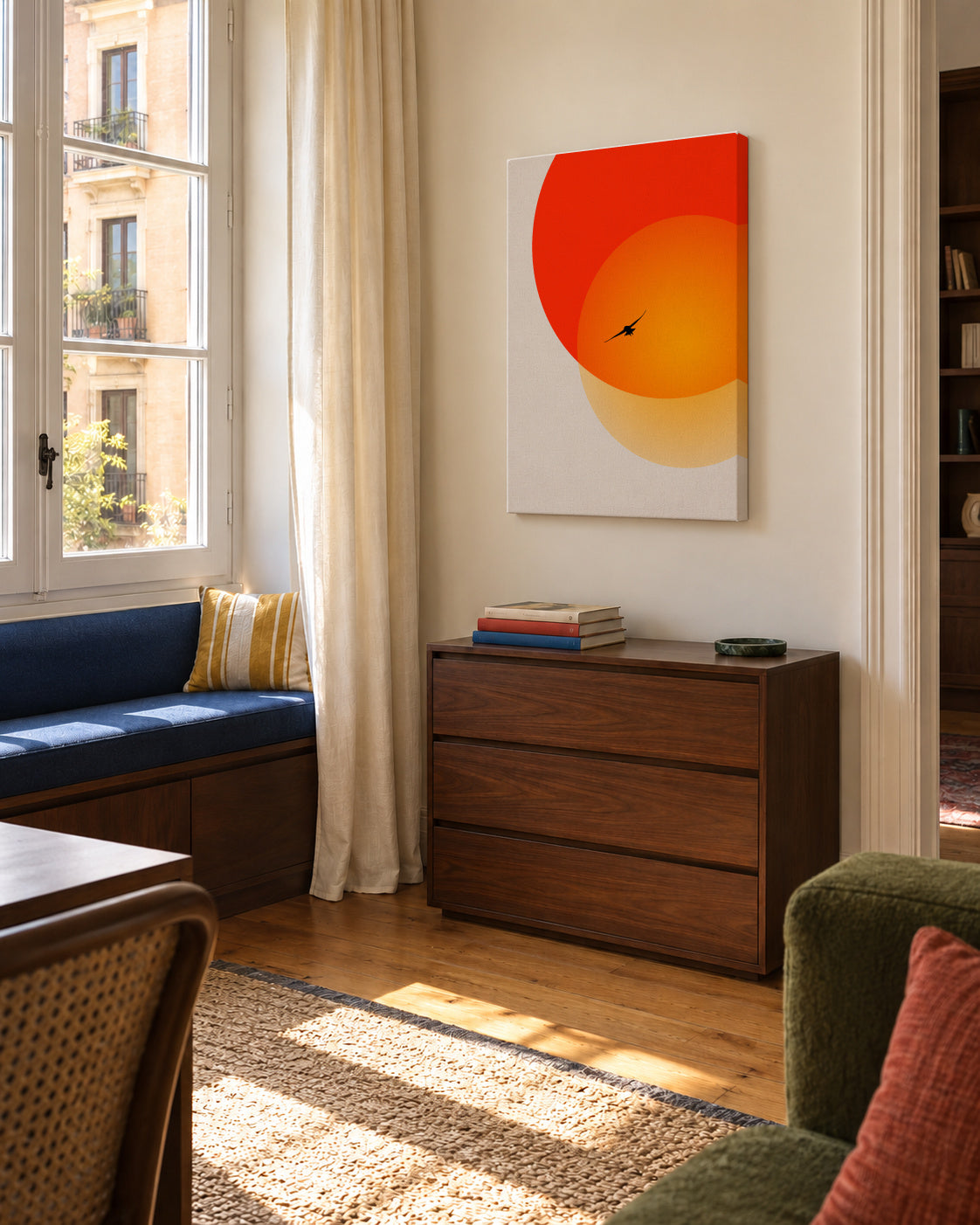 Heat of the night - Unframed canvas in an interior
