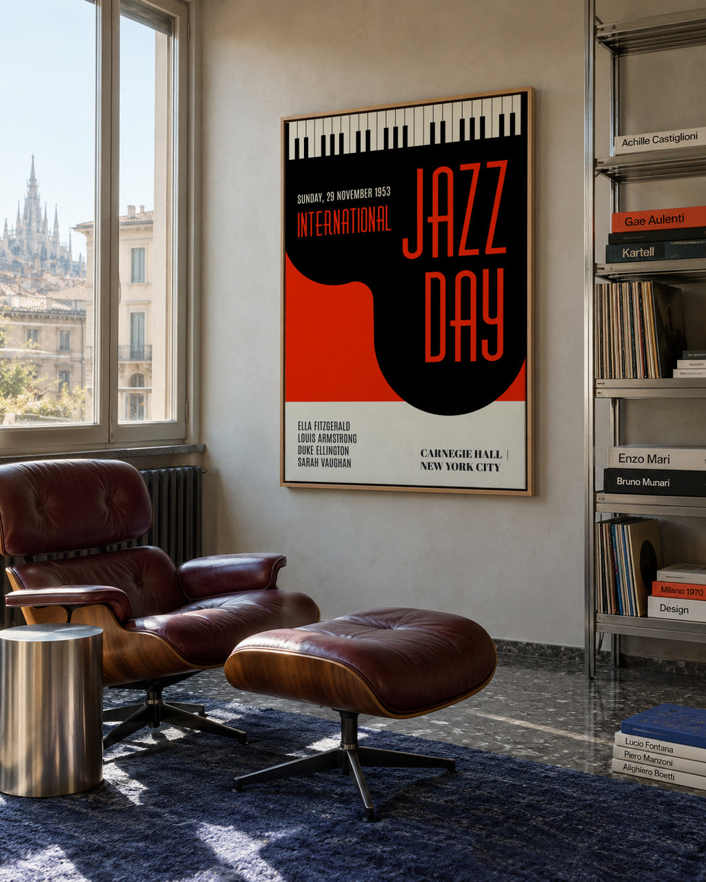 Jazz days - red - Framed canvas in an interior