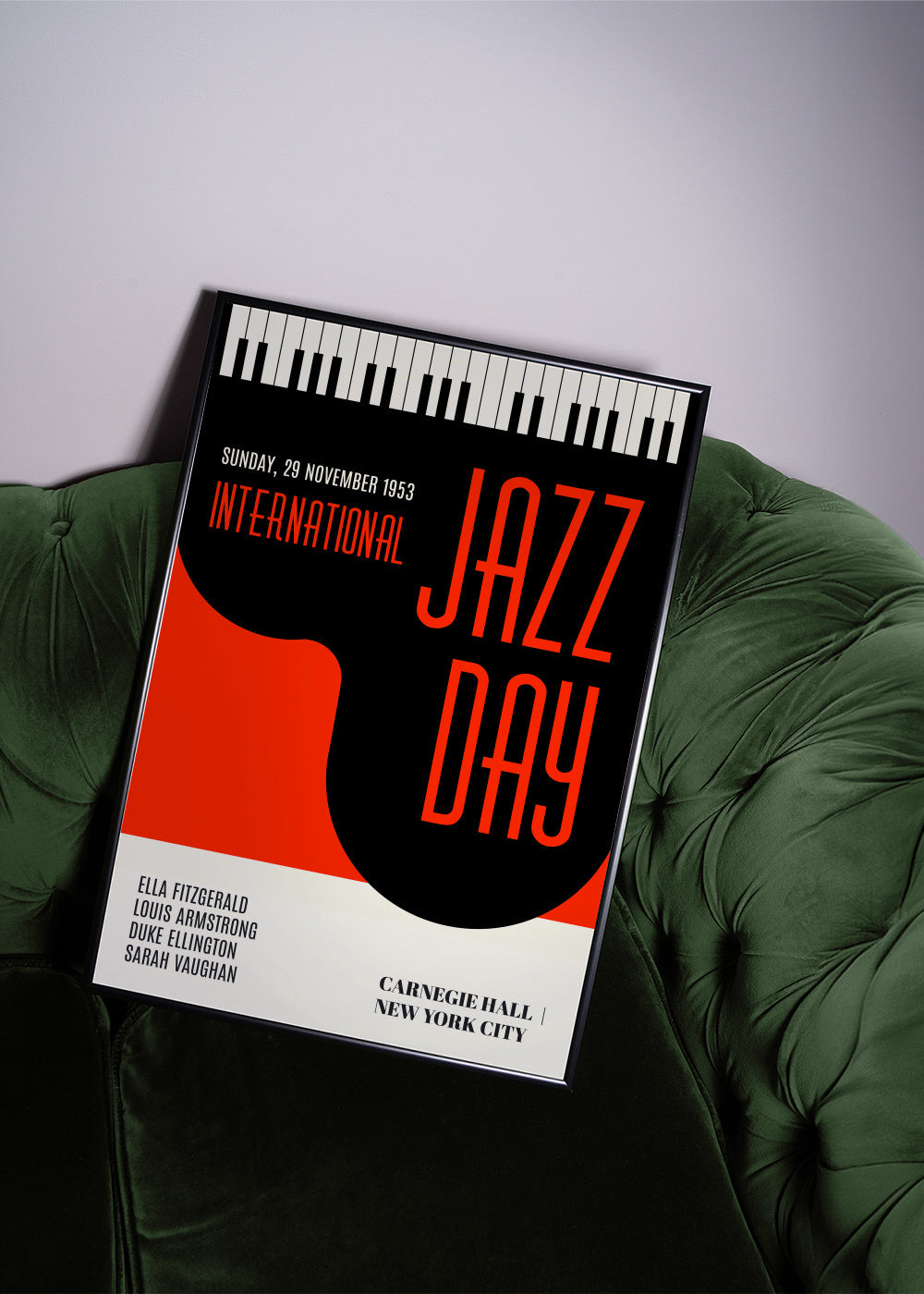 Jazz days - red - Framed poster in an interior