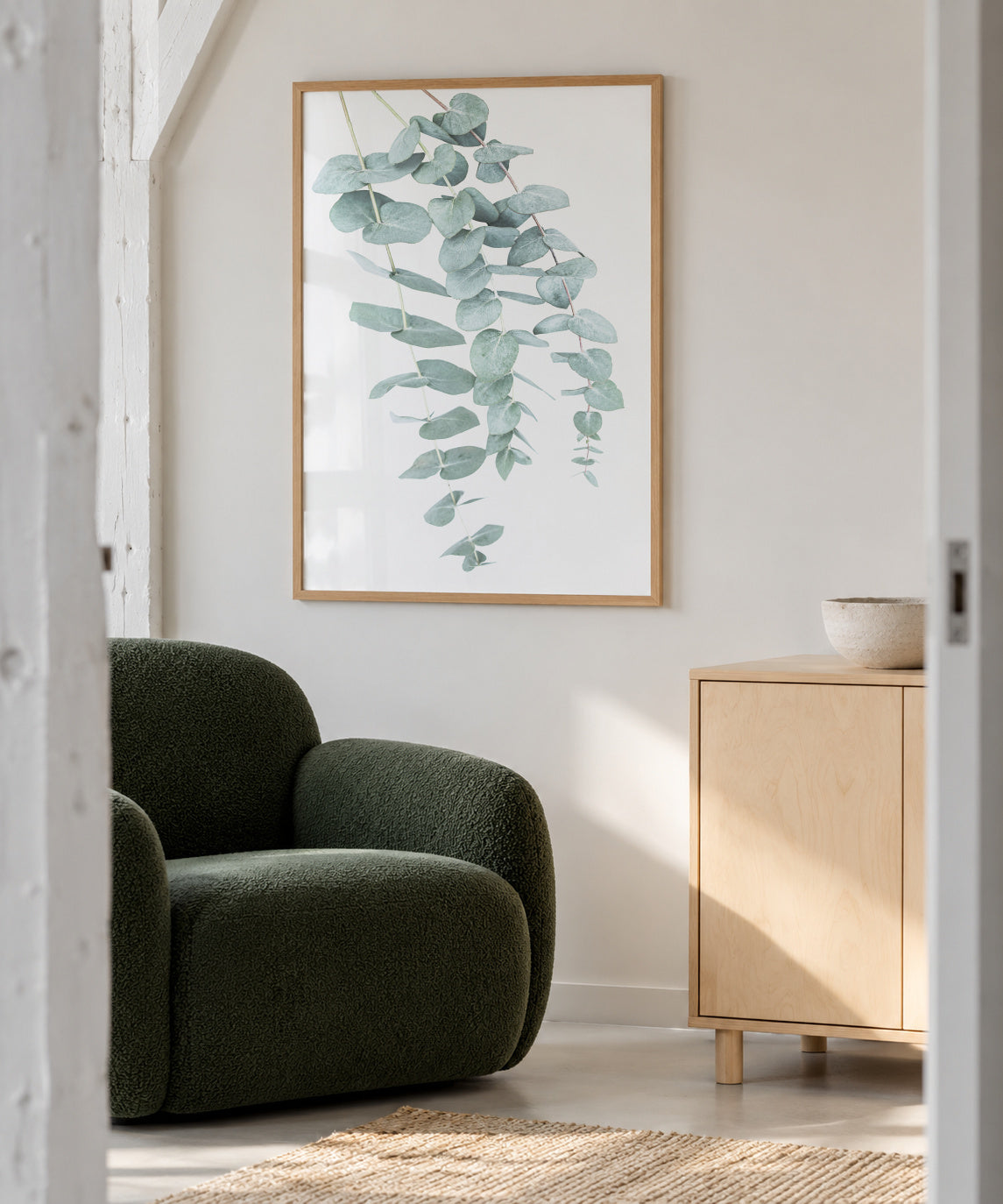 Eucalyptus I - Framed poster in an interior
