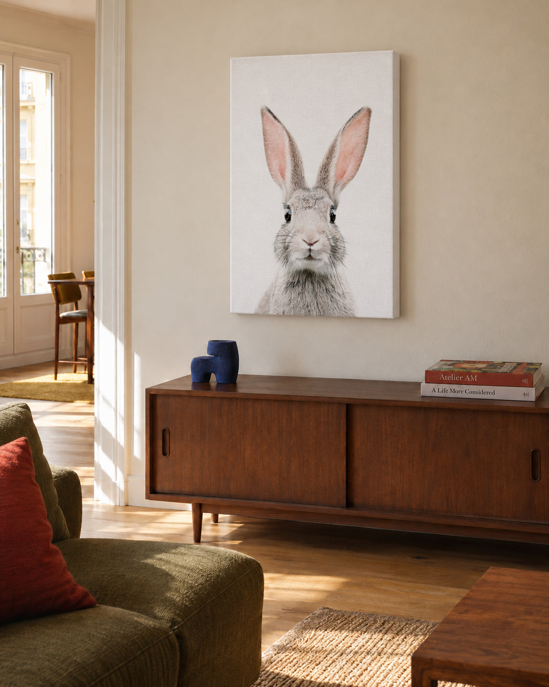 Bunny face - Unframed canvas in an interior