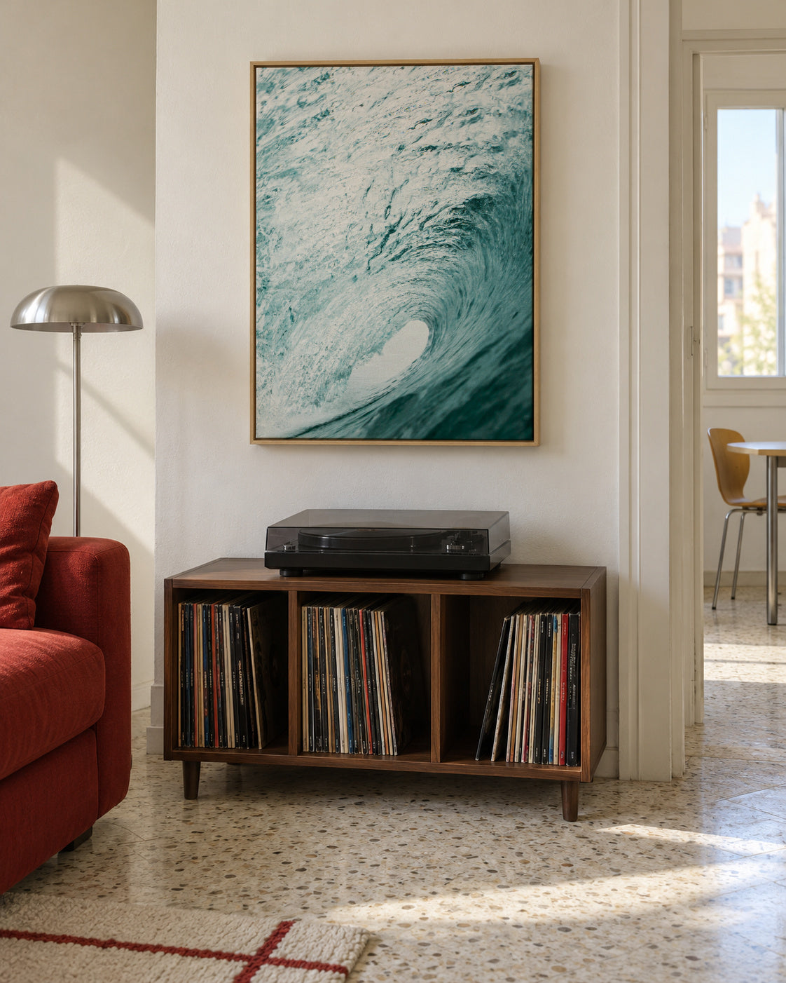 Big ocean wave - Framed canvas in an interior
