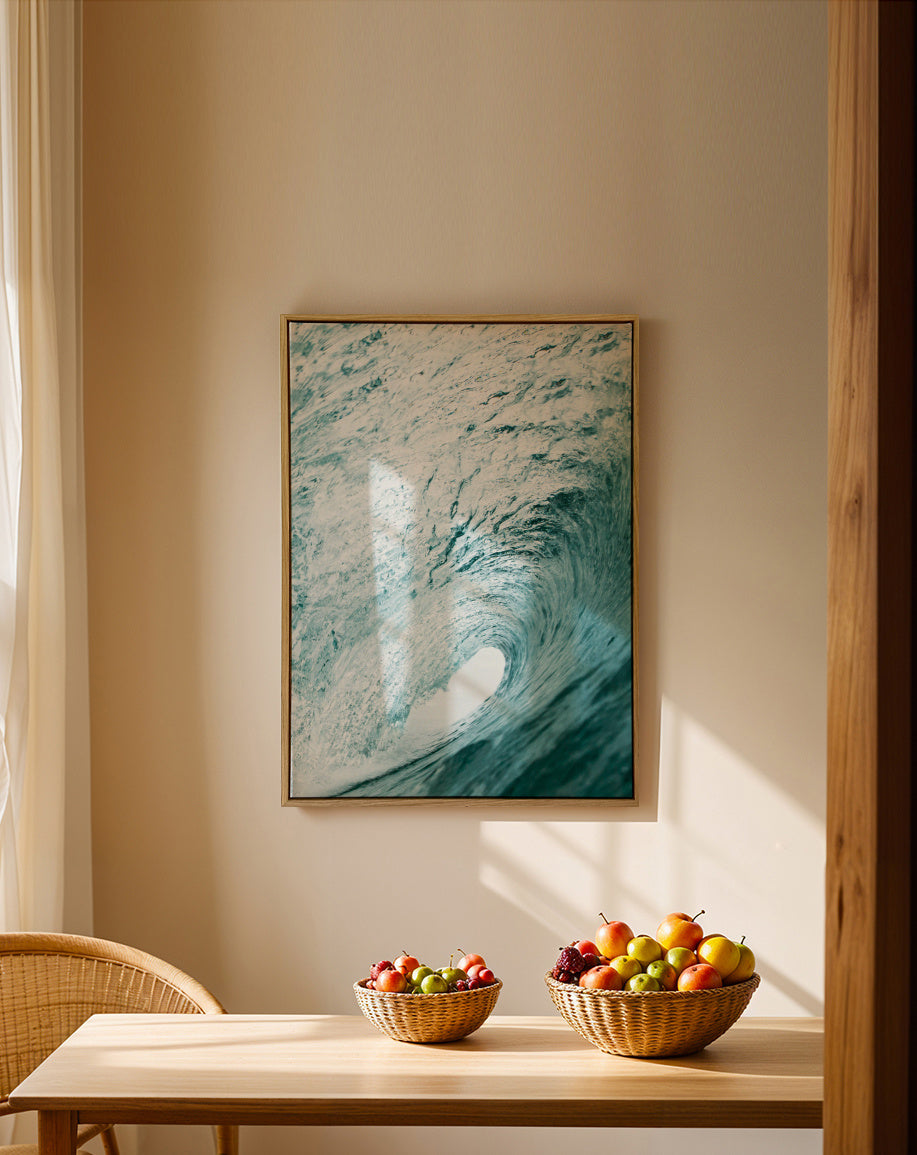Big ocean wave - Framed canvas in an interior