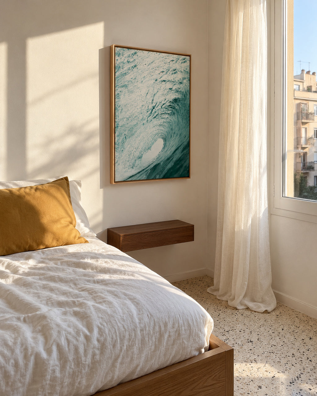 Big ocean wave - Framed canvas in an interior