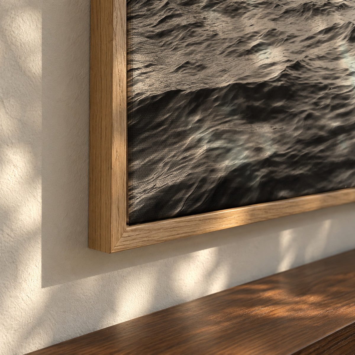 Sea BW - Framed canvas detail