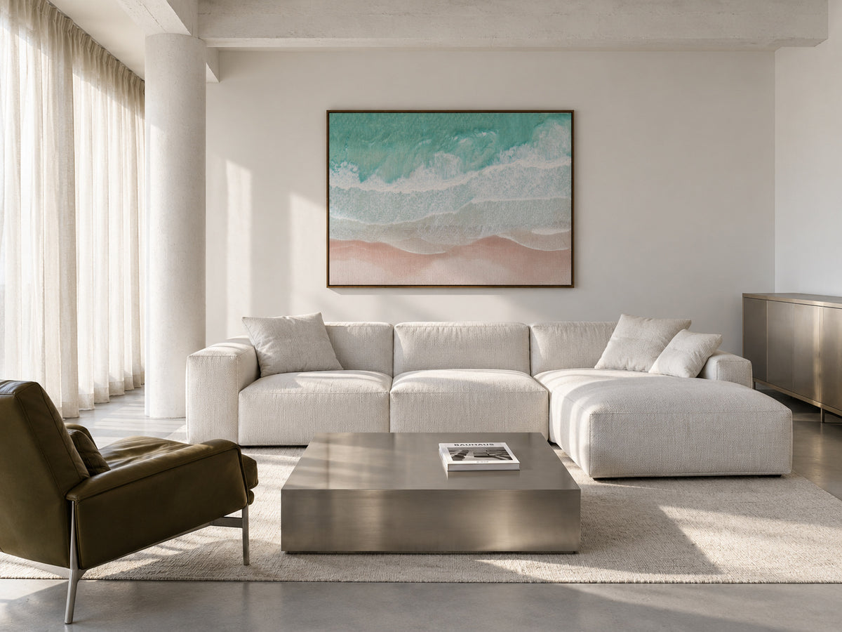 Aerial Ocean - Framed canvas in an interior