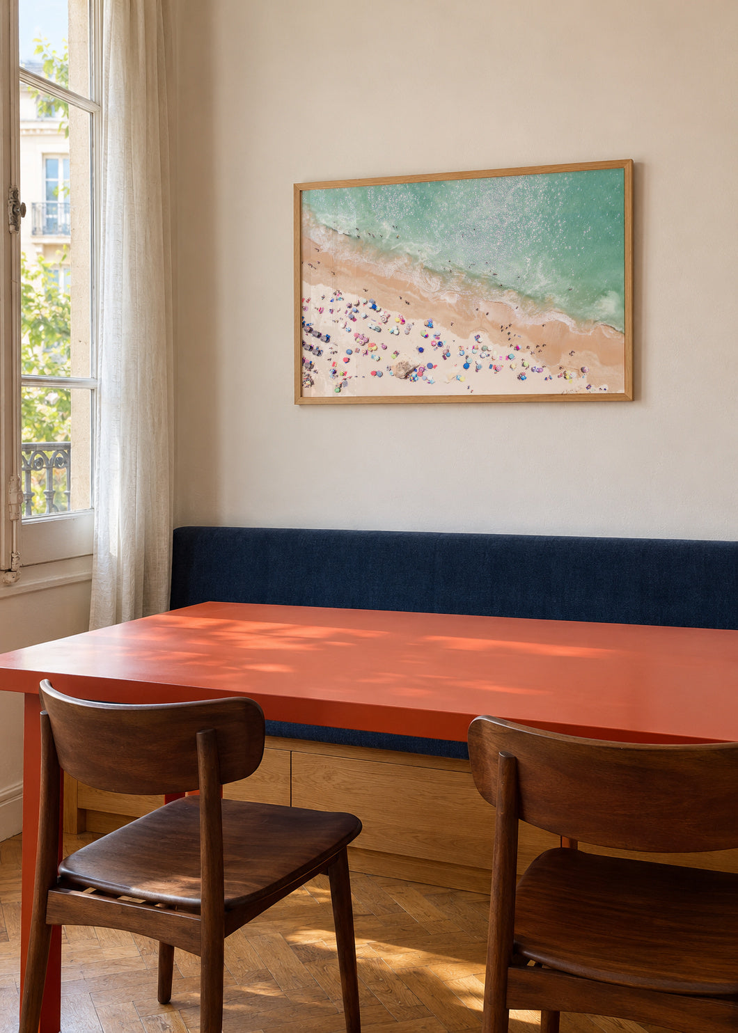 Pastel Beach - Framed poster in an interior