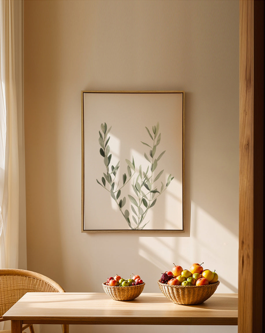 Olive Branch - Framed canvas in an interior