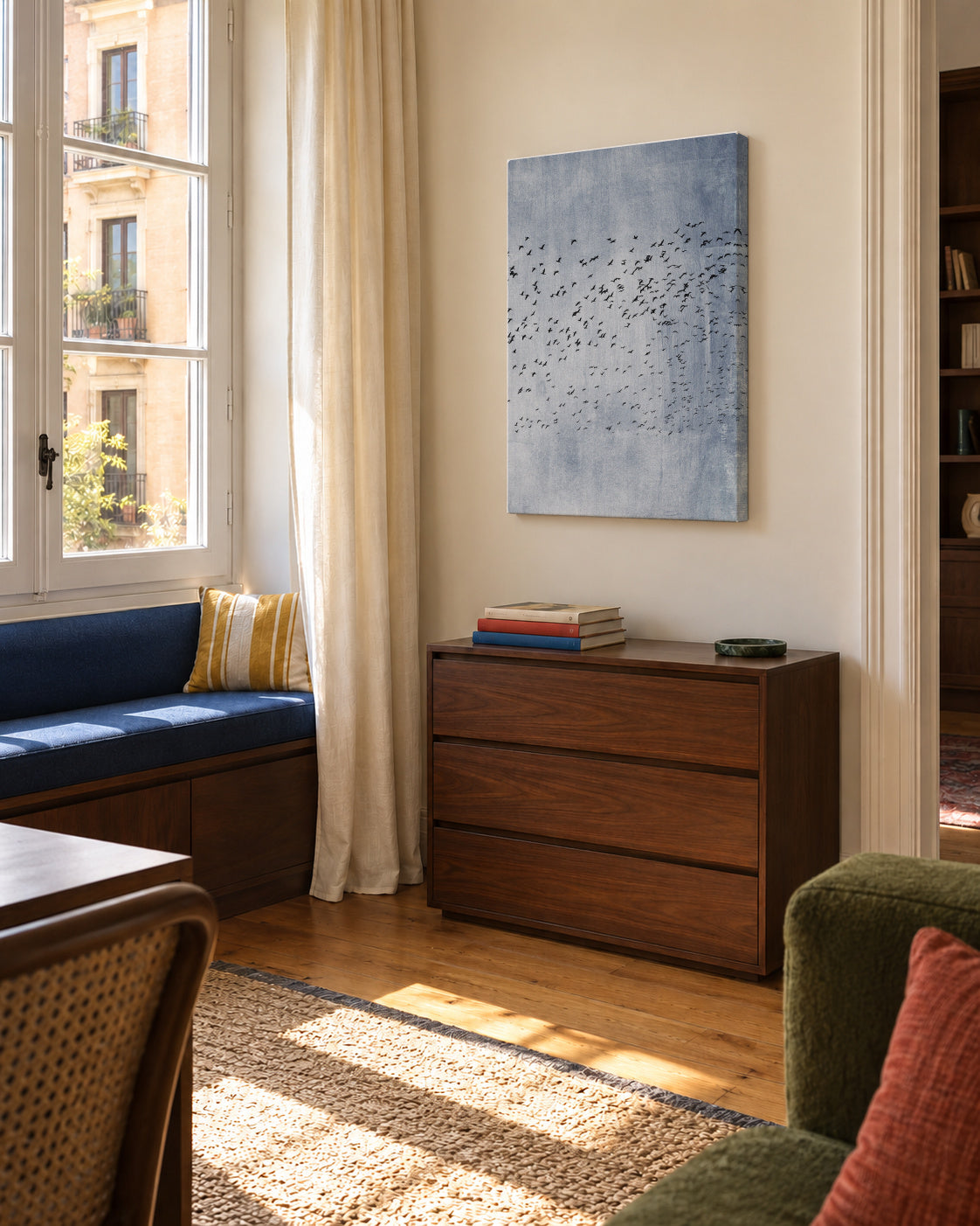 Moving on - Blue - Unframed canvas in an interior