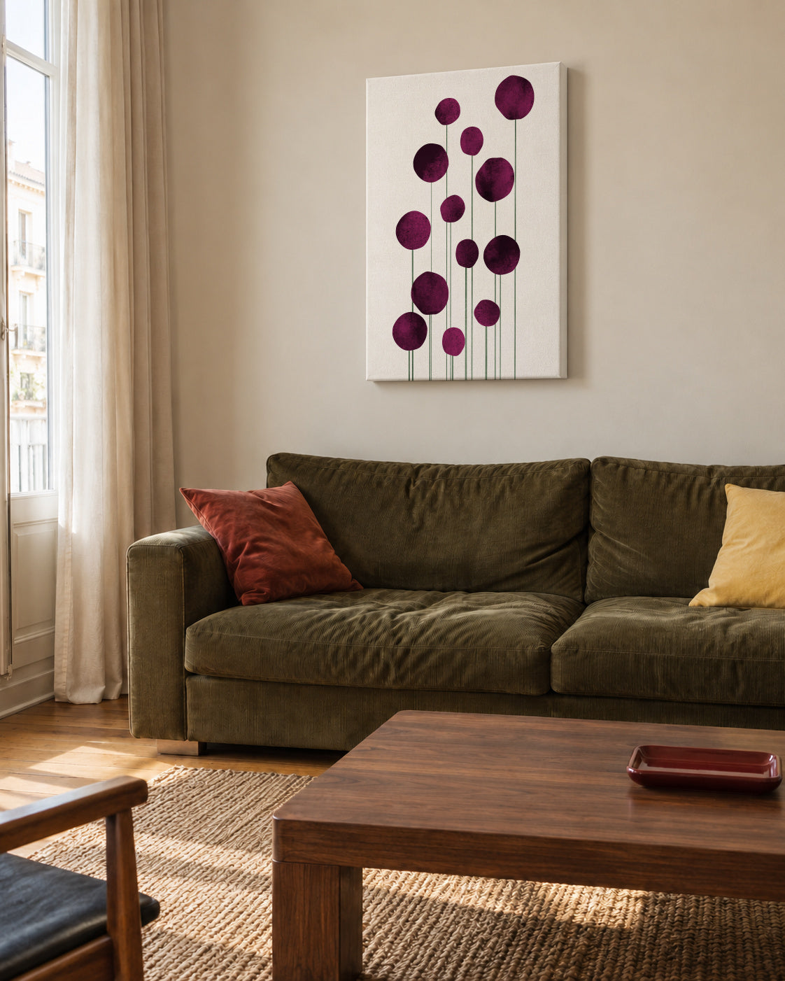 Waterflowers - No 2 - Unframed canvas in an interior