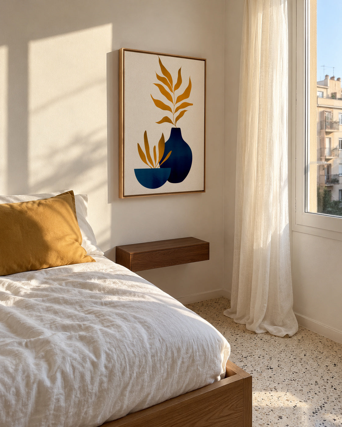 Autumn Flowers _ Y - Framed canvas in an interior