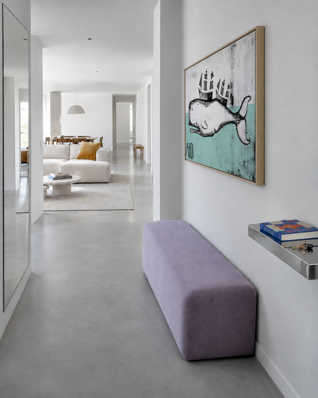 Ahoi Whale - Framed canvas in an interior