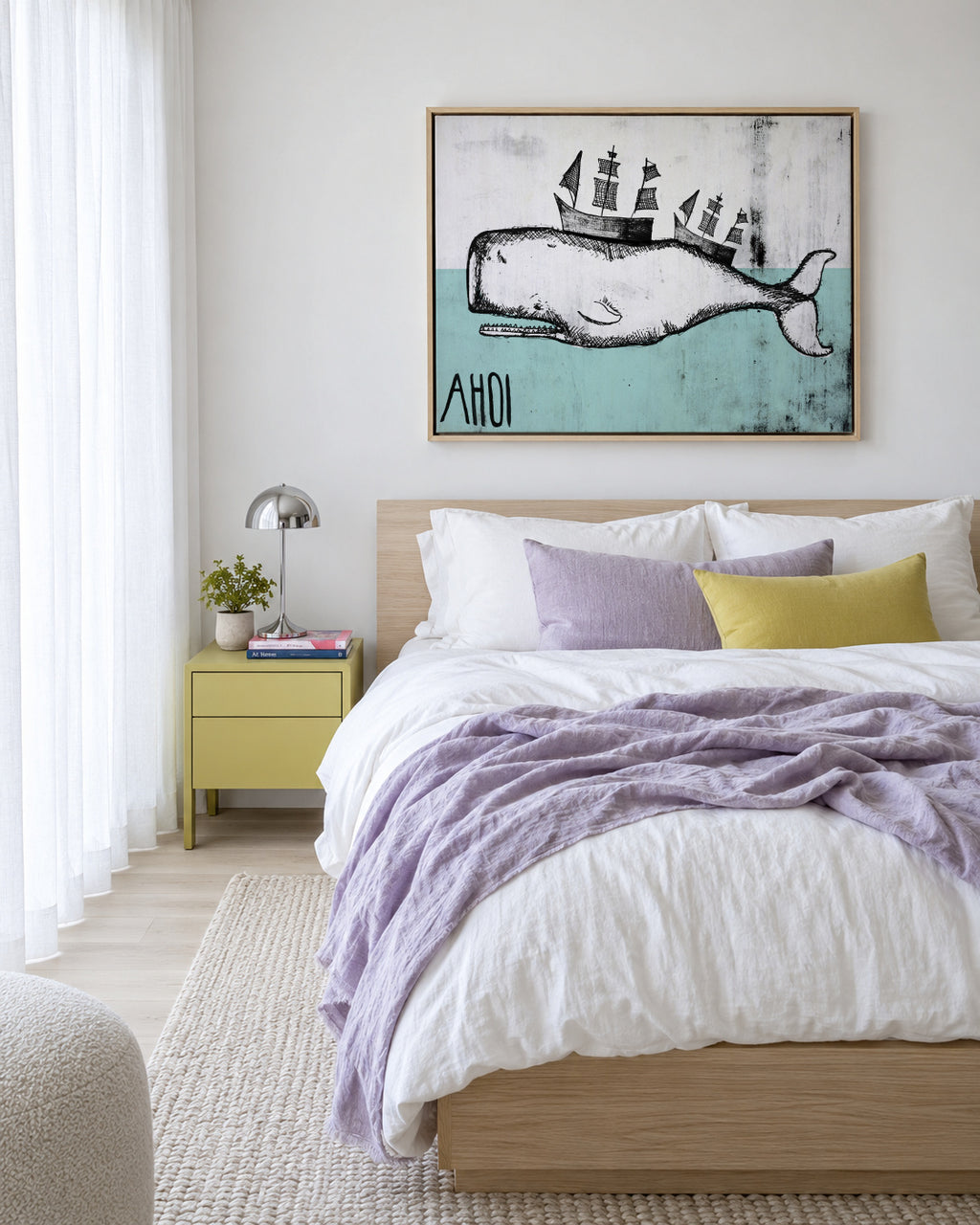 Ahoi Whale - Framed canvas in an interior