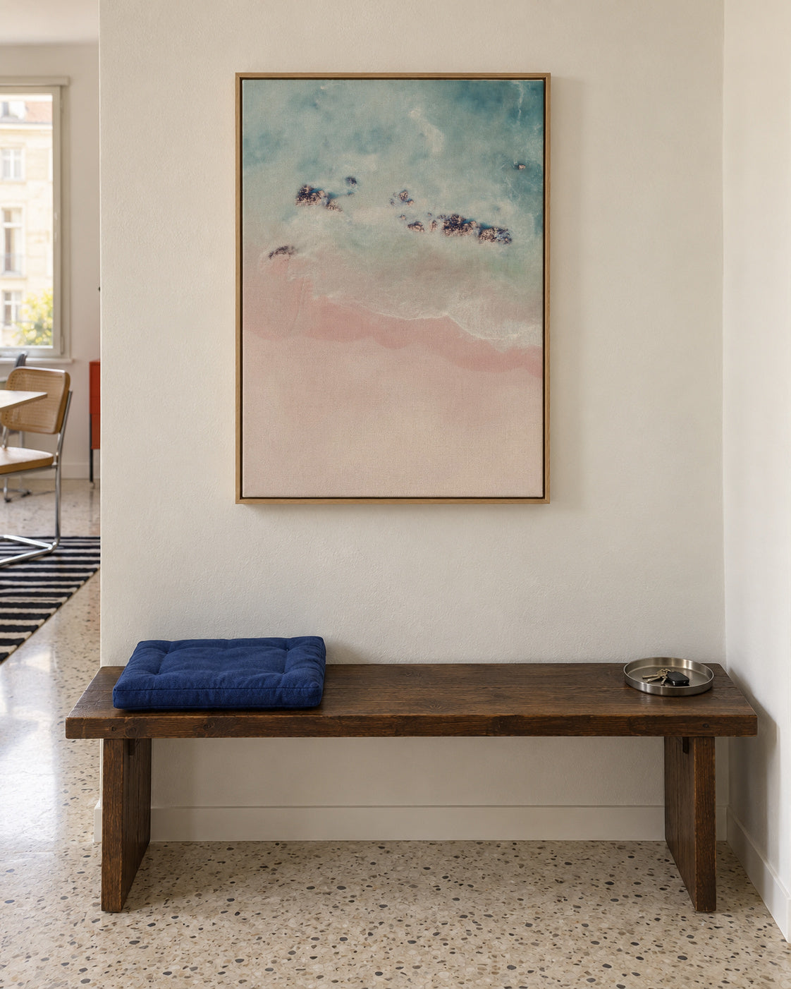 Ocean pink blush - Framed canvas in an interior