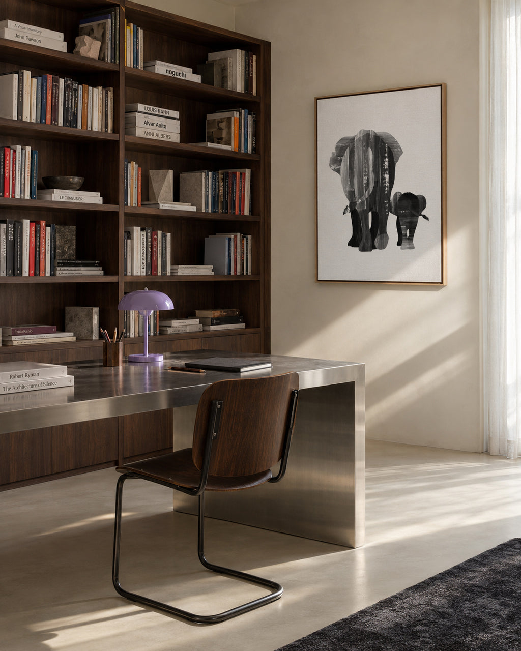 A walk together (black and white) - Framed canvas in an interior