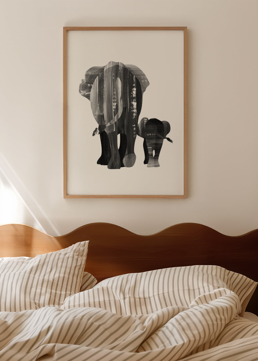 A walk together (black and white) - Framed poster in an interior