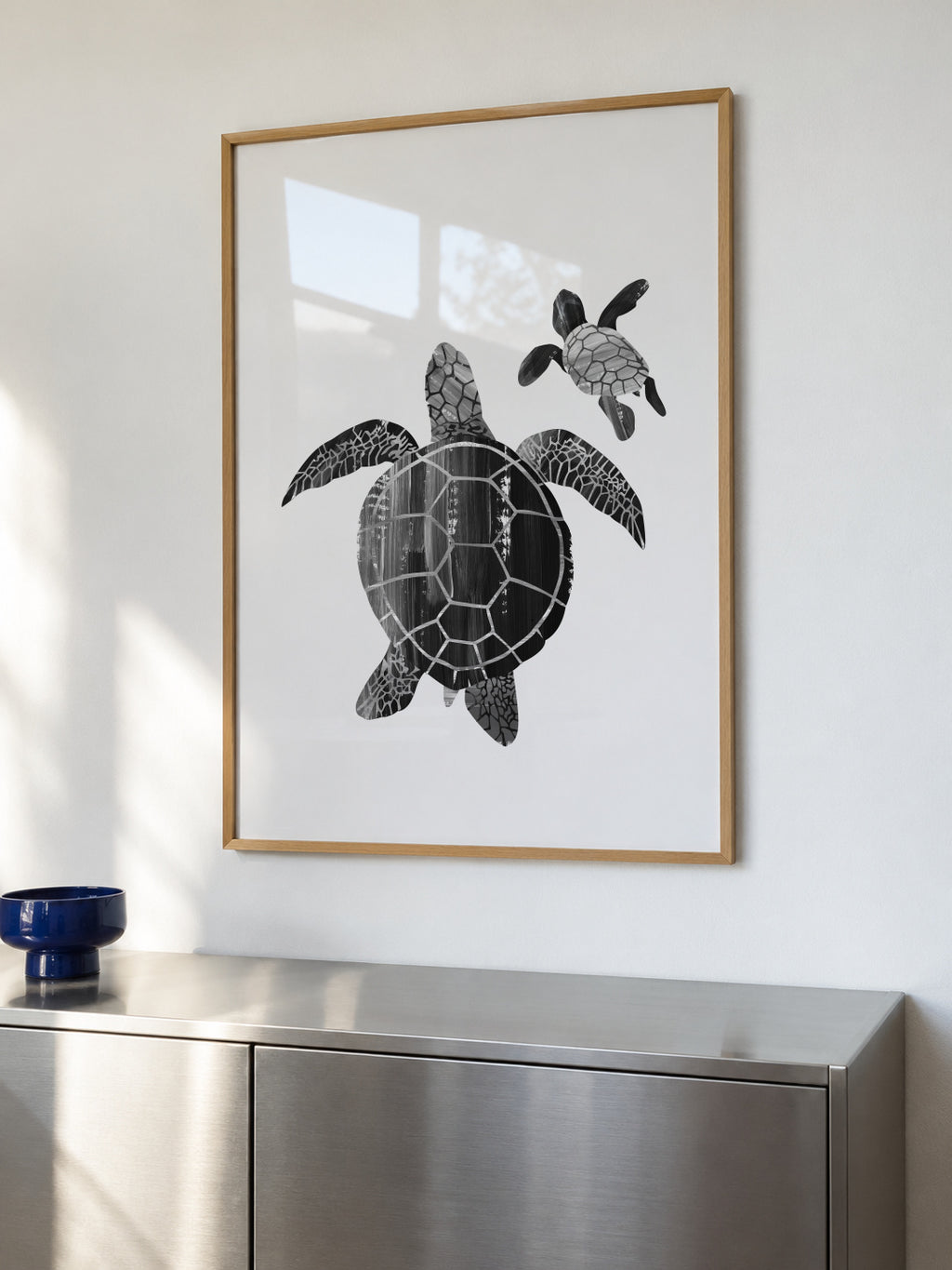 Shielded love (Black and white) - Framed poster in an interior